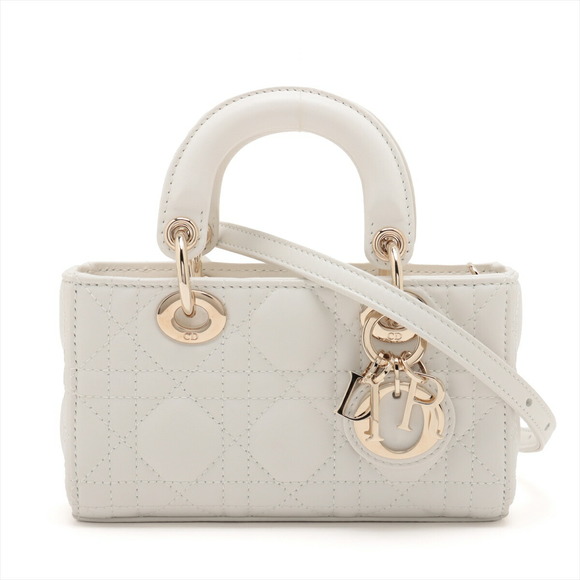 Christian Dior Handbags - Christian Dior Lady Joy Micro Leather 2WAY Handbag White